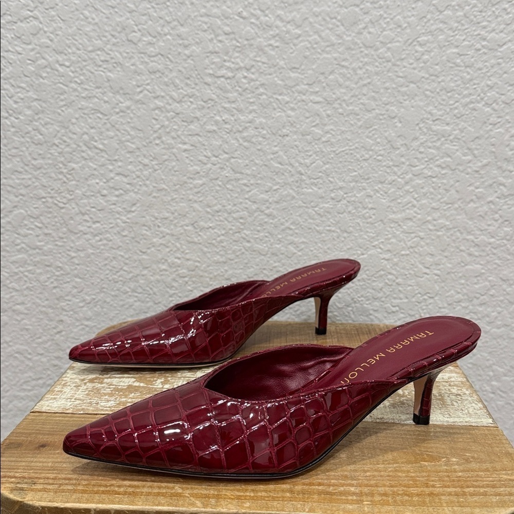Tamara Mellon Red Croc Leather Mule Pump Size 6 — image 4 of 7